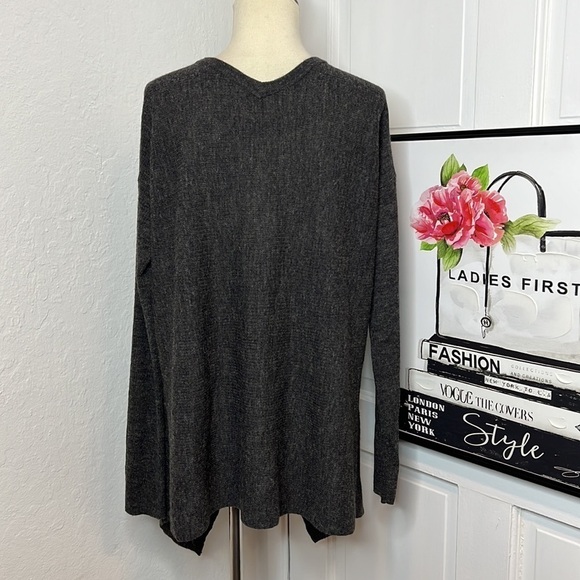 All Saints Dark Gray Kelsey V-Neck Asymmetrical Sweater S - Picture 4 of 8